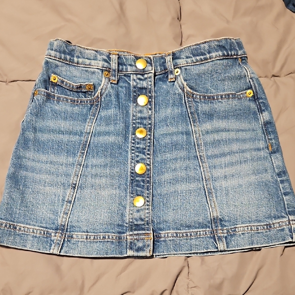 Crewcuts Blue Denim Mini Skirt with Gold Buttons